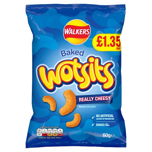 Walkers Bag Wotsits Cheese Snacks PM £1.35 60g pack shot