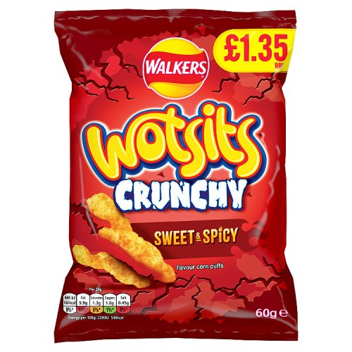 Walkers Bag Wotsits Crunchy Cheese Snacks PM £1.35 60g pack shot