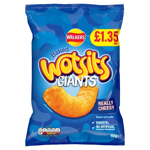 Walkers Wotsits Giants Cheese PM £1.35 60g pack shot