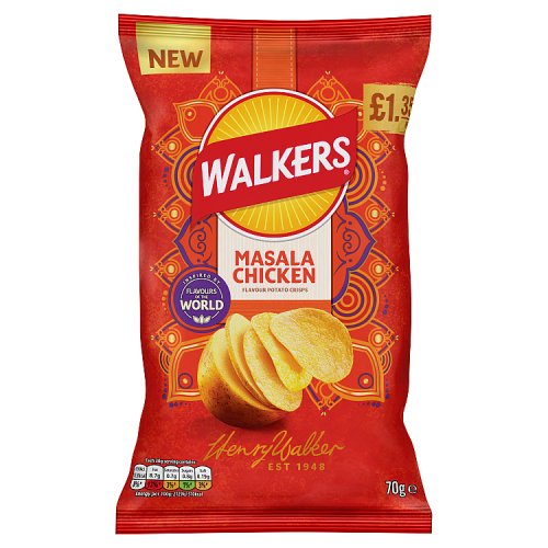 Walkers Masala Chicken PM £1.35 70g pack shot