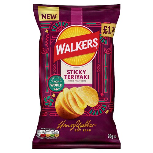 Walkers Sticky Teriyaki PM £1.35 70g pack shot