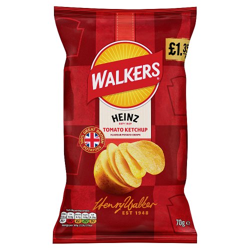Walkers Heinz Tomato Ketchup 70g PM £1.35 pack shot