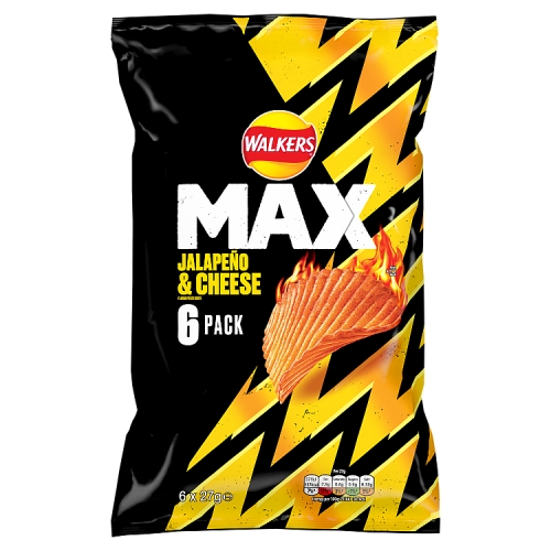 Walkers Max Strong Jalapeno & Cheese 6pk (6 x 27g) pack shot