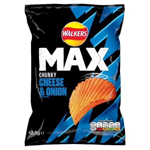 Walkers Max Chunky Cheese & Onion 42.5g pack shot