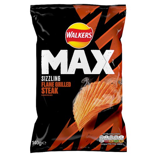 Walkers Max Flame Grilled Steak 140g pack shot