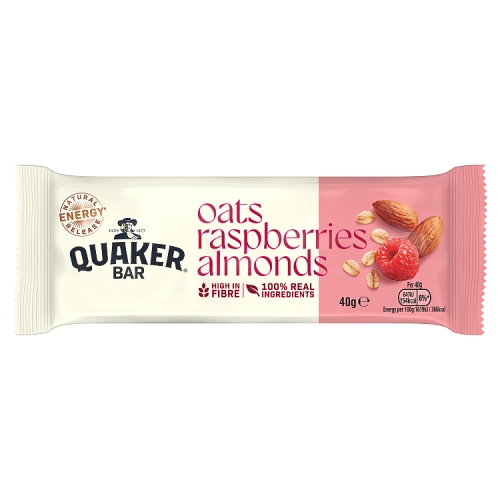 Quaker Almond & Raspberry Bars 40g pack shot
