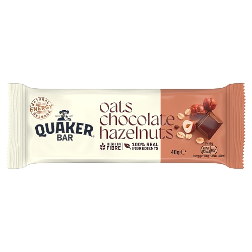 Quaker Hazelnut Chocolate Bars 40g pack shot