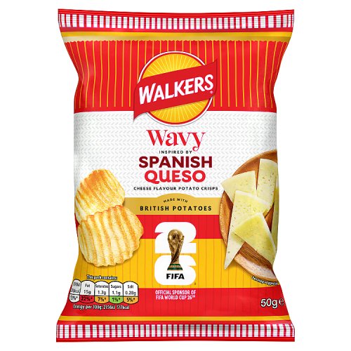 Walkers WC Wavy Spanish Queso Cheese Crisps 50g pack shot