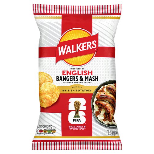 Walkers WC English Bangers and Mash Sharing Crisps 150g pack shot