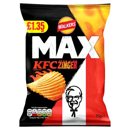 Walkers Max KFC Zinger 70g PMP pack shot