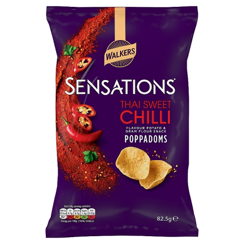 Walkers Sensations Thai Sweet Chilli Poppadoms 82.5g pack shot