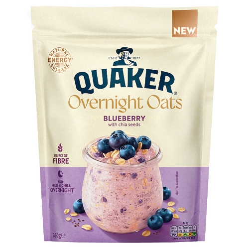 Quaker Blueberry Overnight Oats 350g pack shot
