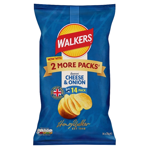 Walkers Cheese & Onion 14pk (14 x 25g) pack shot