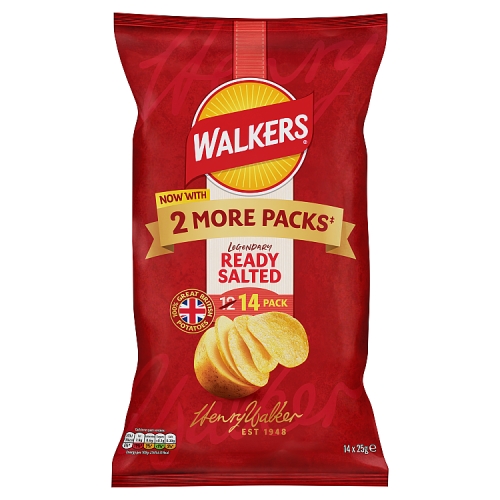 Walkers Ready Salted 14pk (14 x 25g) pack shot