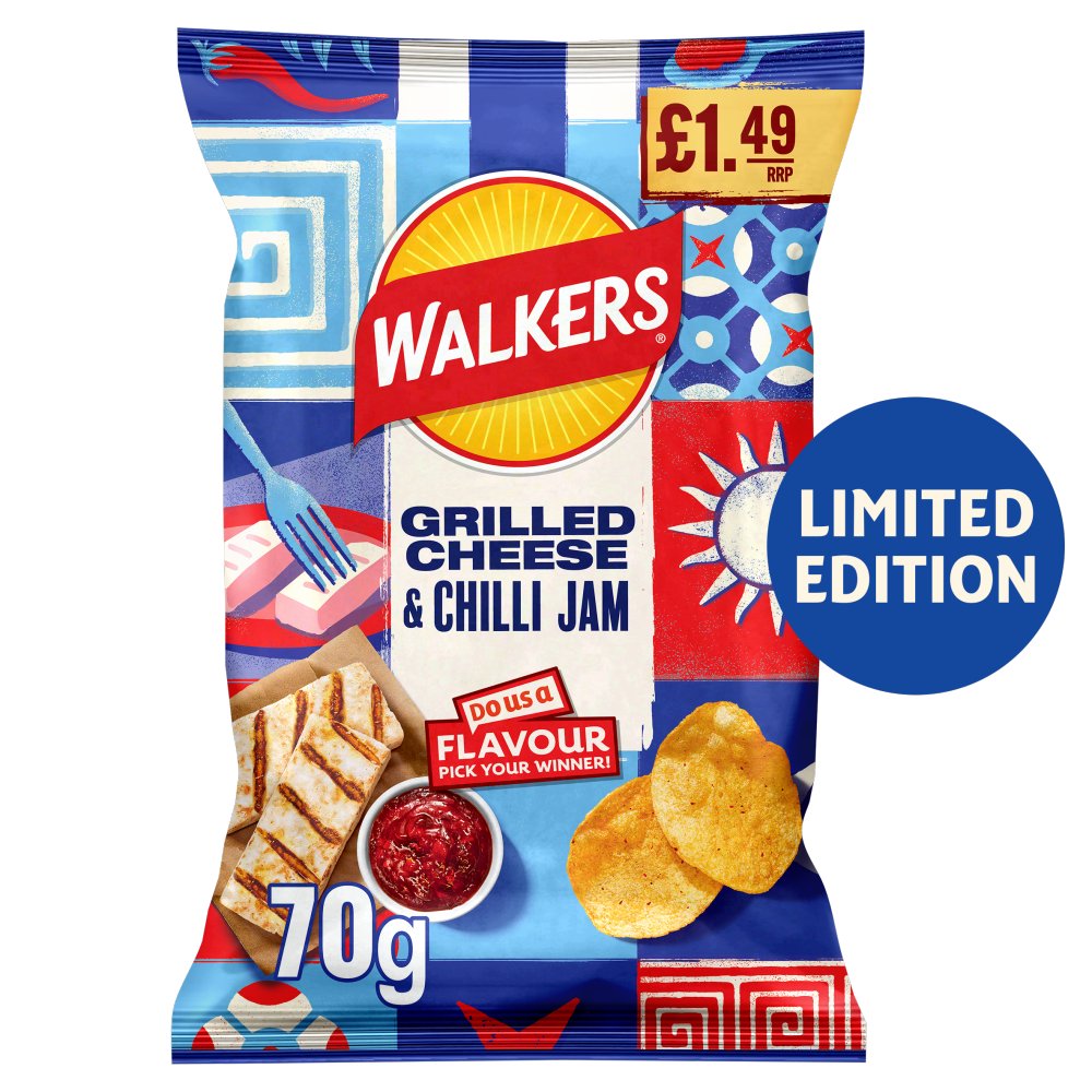 Walkers Grilled Cheese & Chilli Jam 70g PMP pack shot