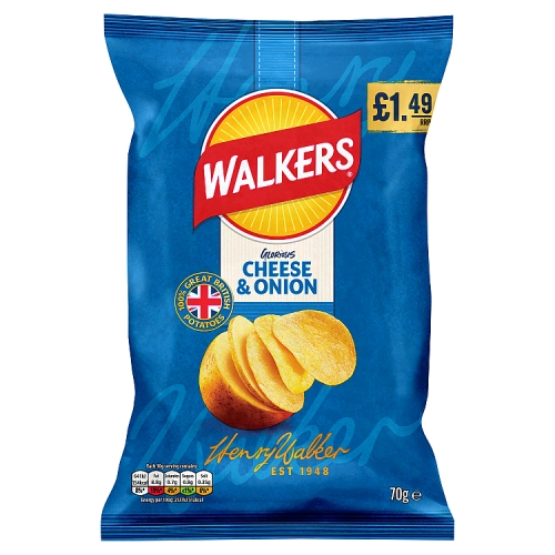 Walkers Cheese & Onion PM £1.49 70g pack shot