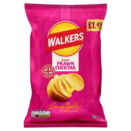 Walkers Prawn Cocktail PM £1.49 70g pack shot