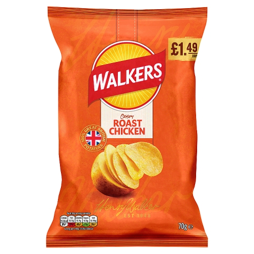 Walkers Roast Chicken PM £1.49 70g pack shot
