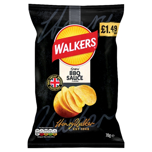 Walkers BBQ PM £1.49 70g pack shot