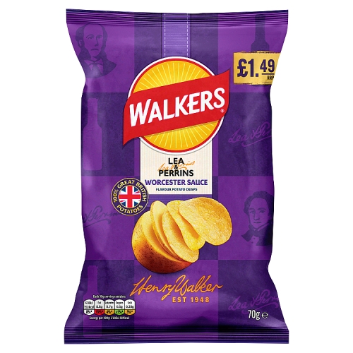 Walkers Worcester Sauce with Lea and Perrins PM £1.49 70g pack shot
