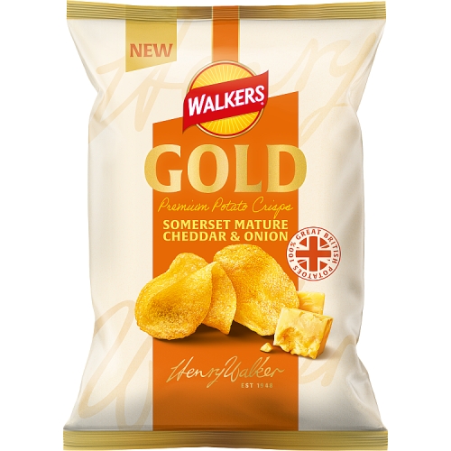 Walkers Gold Somerset Mature Cheddar & Onion 140g pack shot