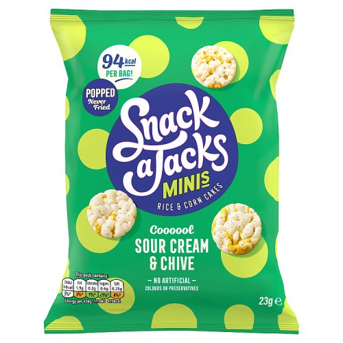 Snack A Jacks Sour Cream & Chive Rice Cakes 23g pack shot
