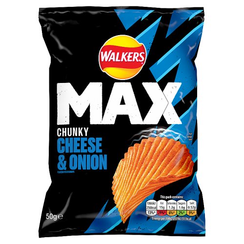 Walkers Max Bag Cheese & Onion 50g pack shot