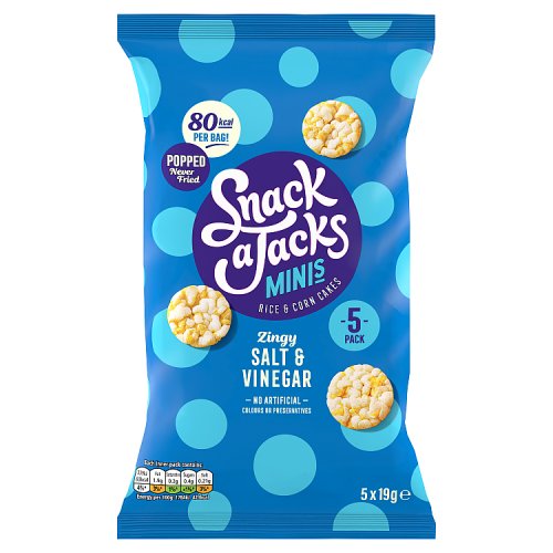 Snack A Jacks Salt & Vinegar Rice Cakes 5pk (5 x 19g) pack shot