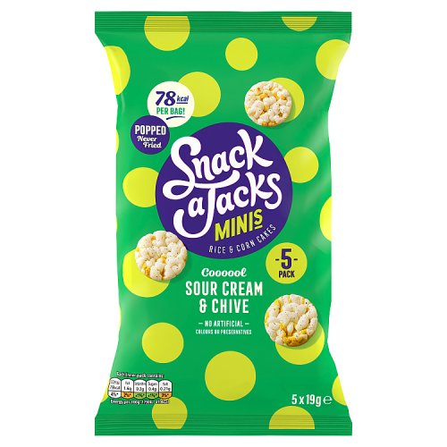 Snack A Jacks Sour Cream & Chive Rice Cakes 5pk (5 x 19g) pack shot