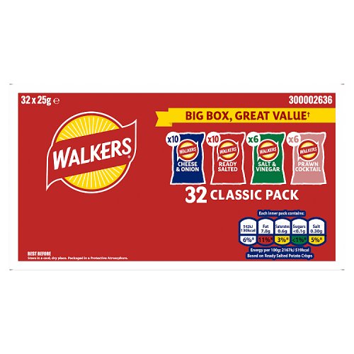 Walkers Classic 32pk (32 x 25g) pack shot