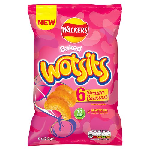 Walkers Wotsits Prawn Cocktail Multipack 6pk (6 x 16g) 96g pack shot