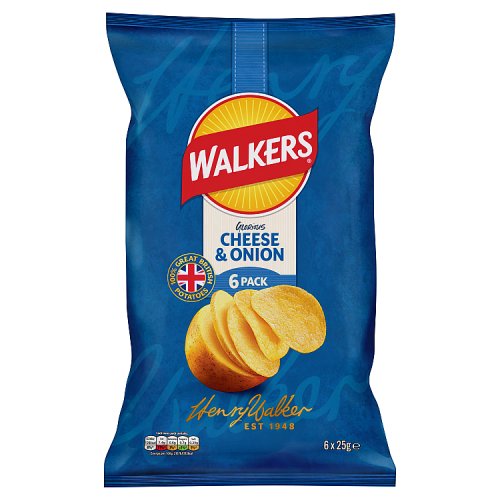 Walkers Cheese & Onion 6pk (6 x 25g) pack shot