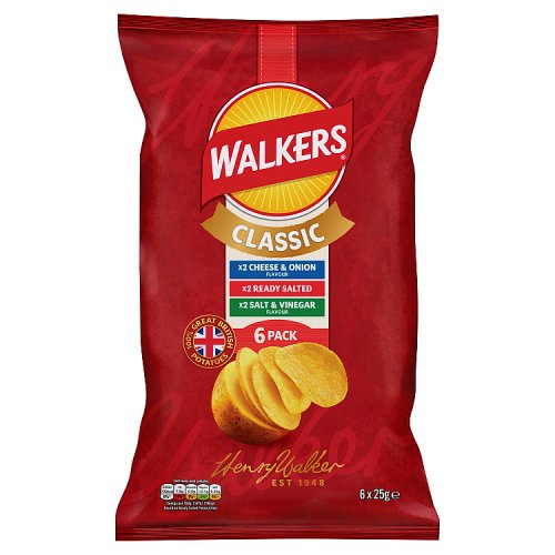 Walkers Crisps 6pk Variety (6 x 25g) pack shot