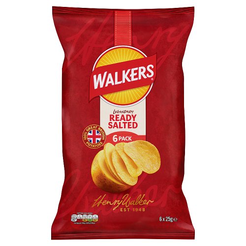 Walkers Ready Salted 6pk (6 x 25g) pack shot