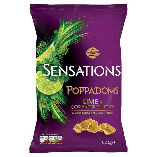 Walkers Sensations Lime & Coriander Chutney Poppadoms 82.5g pack shot