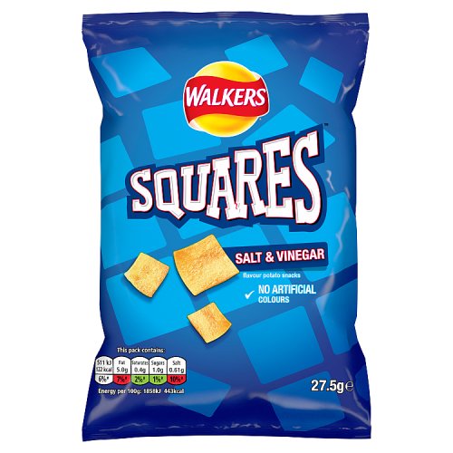 Walkers Squares Salt & Vinegar 27.5g pack shot