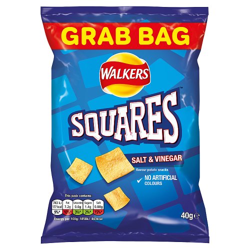 Walkers Squares Salt & Vinegar 40g pack shot