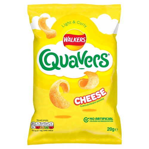 Walkers Crisps Quavers Cheese 20g pack shot