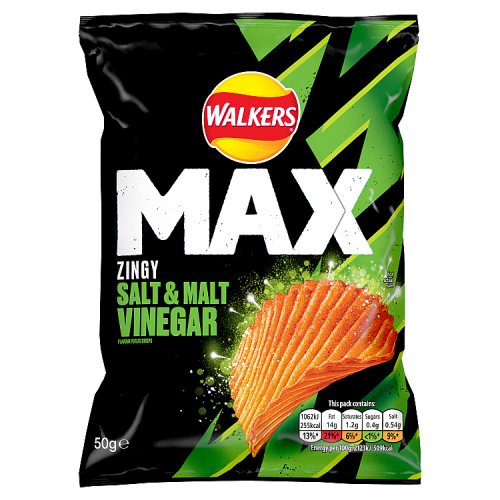 Walkers Max Bag Salt & Malt Vinegar 50g pack shot