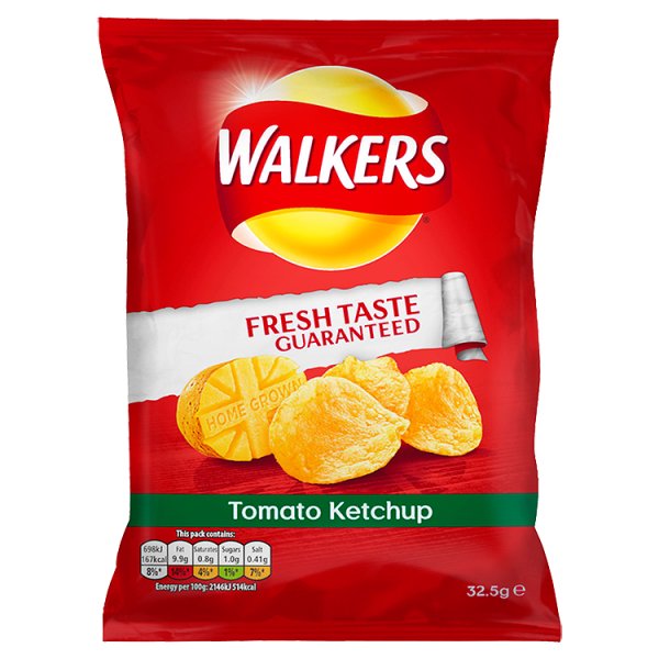 Walkers Tomato Ketchup Crisps 32.5g pack shot