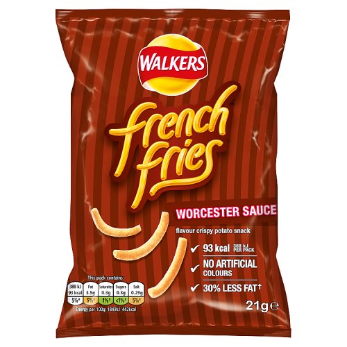 Walkers Crisps French Fries Worcester Sauce 21g pack shot