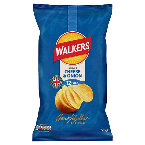 Walkers Cheese & Onion 12pk (12 x 25g) pack shot