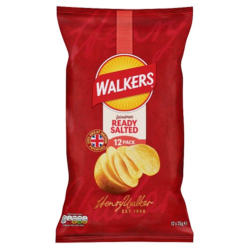 Walkers Ready Salted 12pk (12 x 25g) pack shot