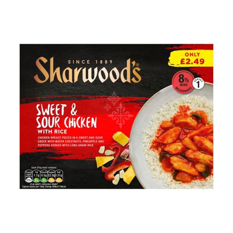 Sharwoods Sweet & Sour Chicken 375g PM £2.49 pack shot