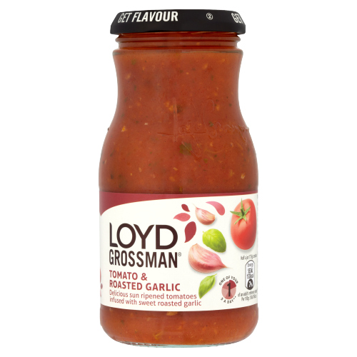 Loyd Grossman Tomato & Roasted Garlic Sauce 350g pack shot