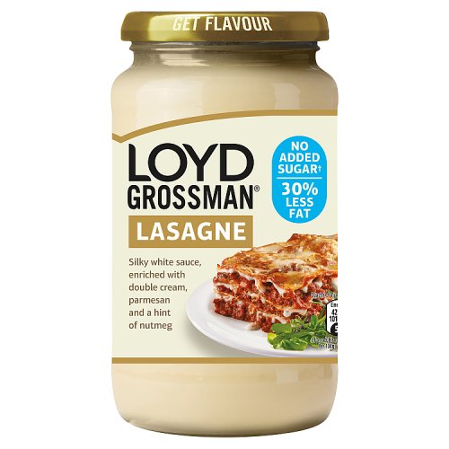 Loyd Grossman 30% Less Fat White Lasagne Sauce 440g pack shot