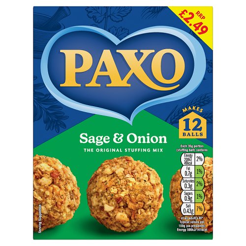 Paxo Sage & Onion Stuffing Mix PM £2.49 170g pack shot