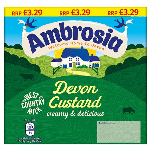 Ambrosia Custard Pots PM £3.29 4pk (4 x 125g) 500g pack shot