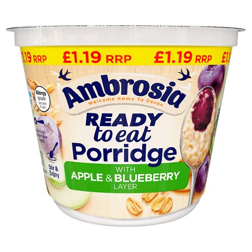 Ambrosia Ready To Eat Porridge Pot Apple & Blueberry PM £1.19 210g pack shot