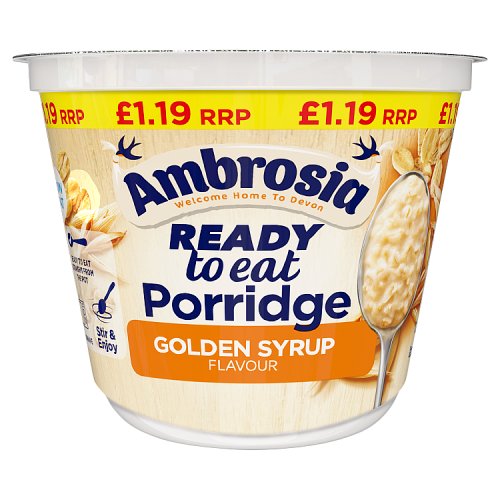 Ambrosia Ready To Eat Porridge Pot Golden Syrup PM £1.19 210g pack shot